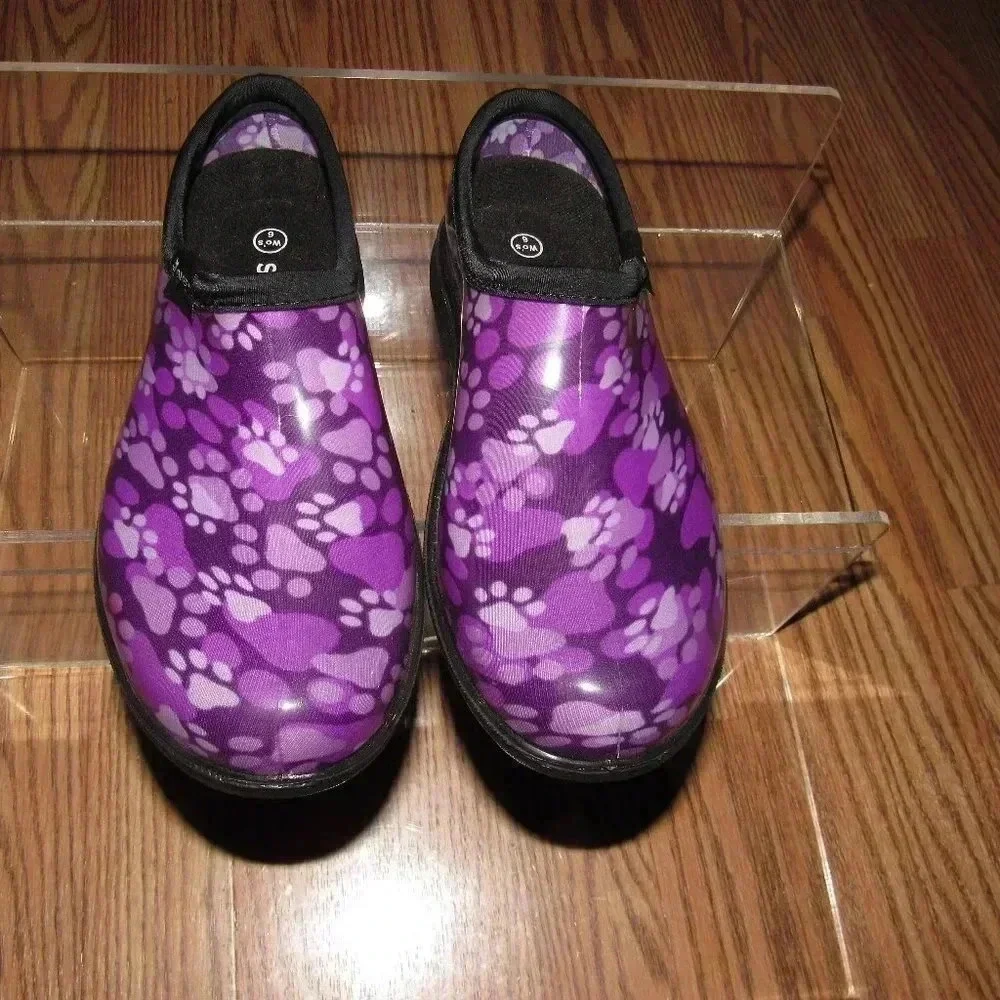 SLOGGERS Paw Print Purple Waterproof Shoes Size 6